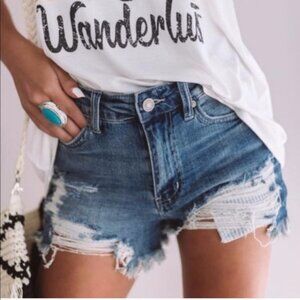 KanCan Ideal Blue Distressed Jean Shorts Size S